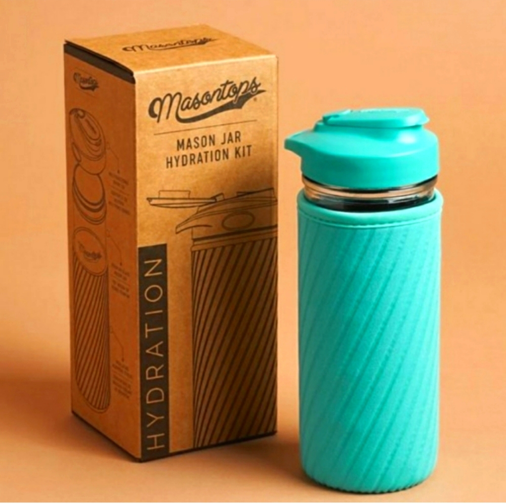 Masontops Glass water bottle with neoprene